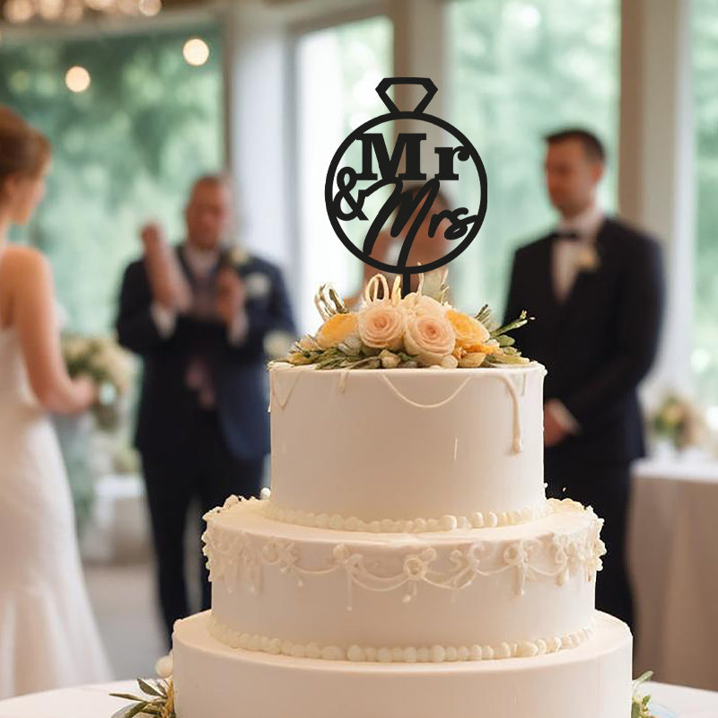 Cake Topper Ring Mr & Mrs