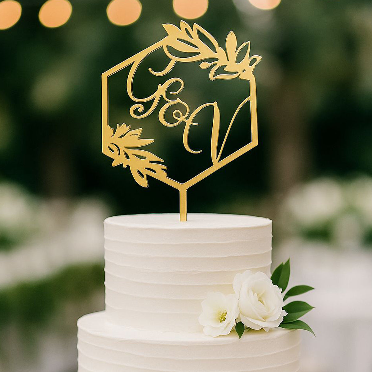 Cake Topper Iniziali esagonali