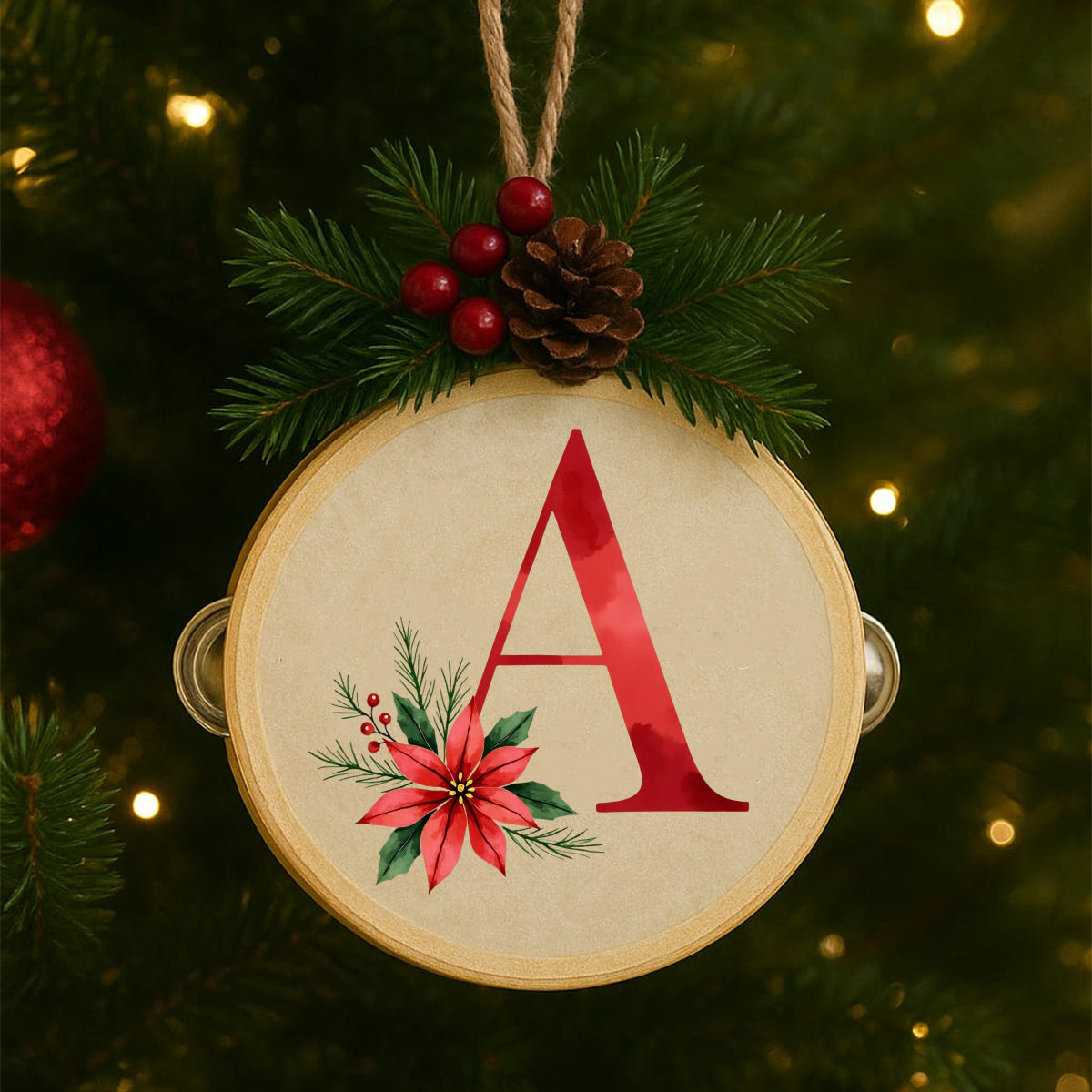 Tamburello con Iniziale Natalizia