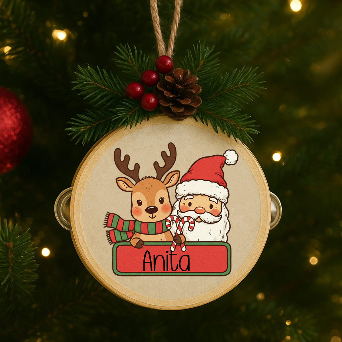Tamburello Babbo Natale e Renna