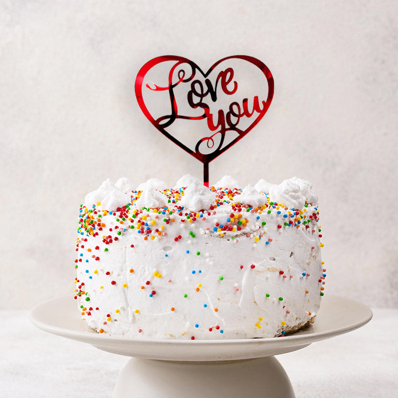 Cake Topper Cuore "Love You"