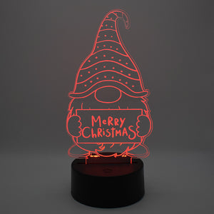 Lampada 3D Gnomo Merry Christmas