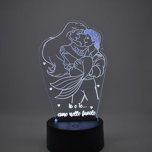 Lampada 3D Ariel e il Principe Eric